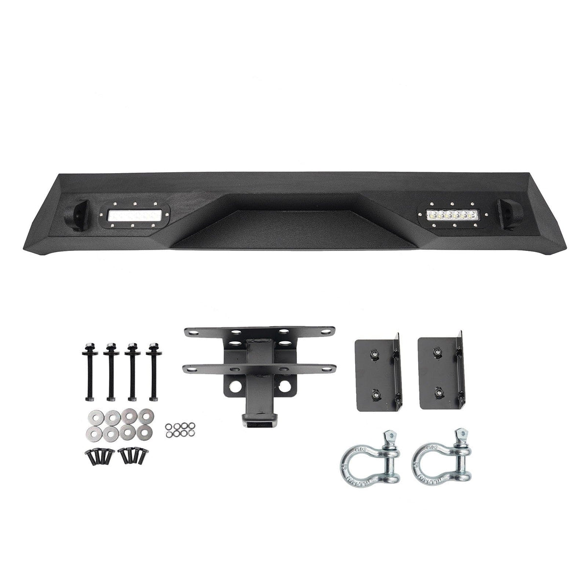 Rear Bumper W/Winch Plate 2 LED Light Hitch Fit For Jeep Wrangler JK 07-18 Steel