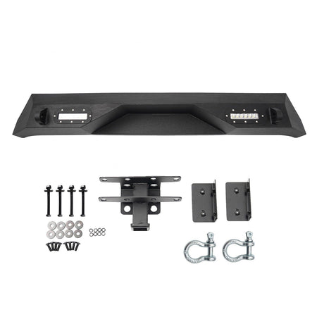 Rear Bumper W/Winch Plate 2 LED Light Hitch Fit For Jeep Wrangler JK 07-18 Steel