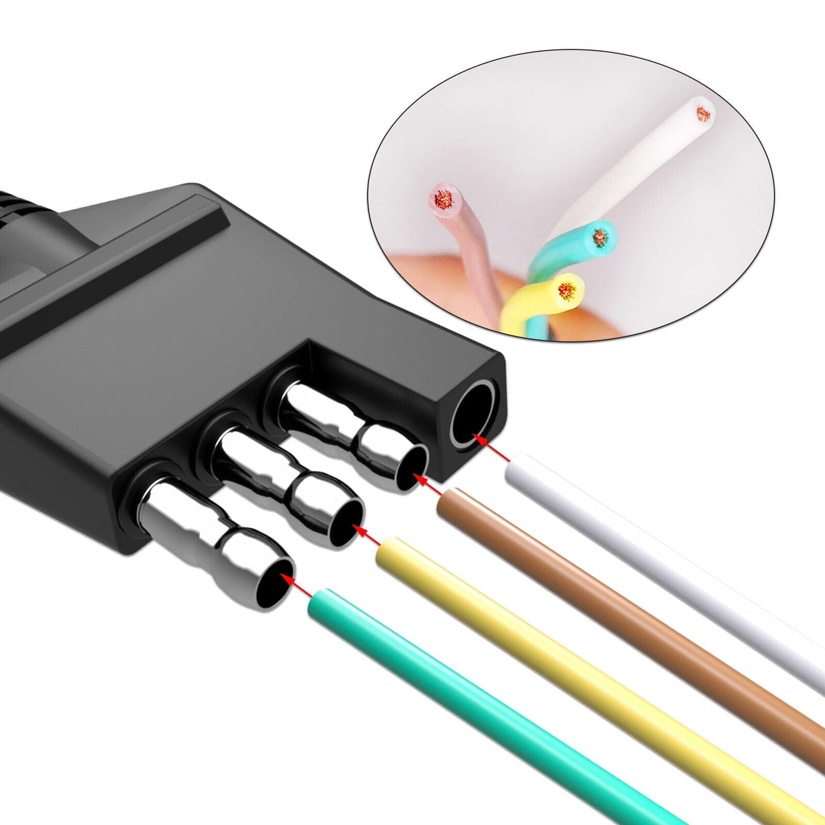 18AWG 4 Pin Trailer Connector 10Ft Trailer Wiring With Jacketed Cable