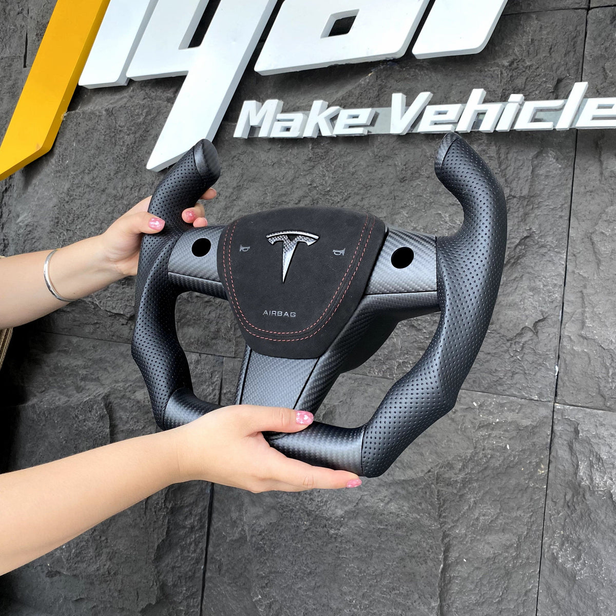 Custom Airplane Style Steering Wheel For Tesla Model 3/ Y