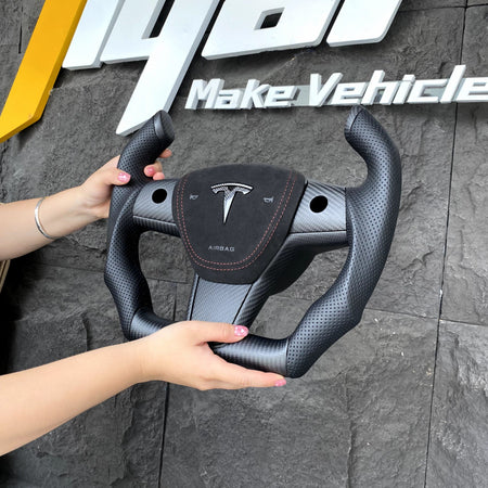 Custom Airplane Style Steering Wheel For Tesla Model 3/ Y