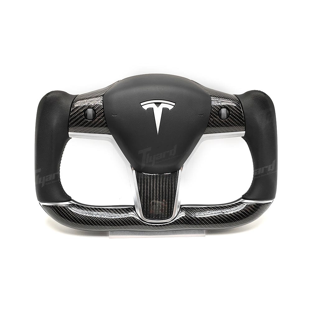 Customized Gold Forged Carbon Fiber Yoke Steering Wheel for Tesla Model 3 & Model Y Steering Wheel Upgrade | Tlyard
