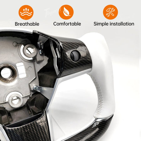 Customized Gold Forged Carbon Fiber Yoke Steering Wheel for Tesla Model 3 & Model Y Steering Wheel Upgrade | Tlyard