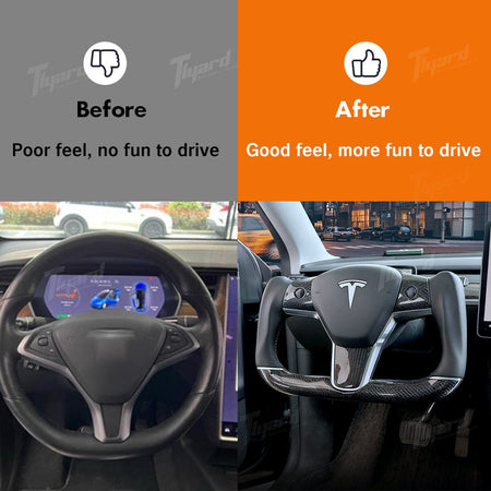 Customized Gold Forged Carbon Fiber Yoke Steering Wheel for Tesla Model 3 & Model Y Steering Wheel Upgrade | Tlyard