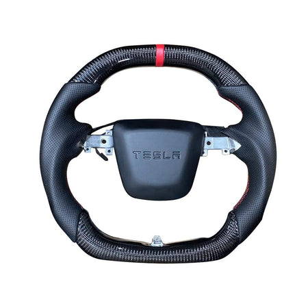Customized Sport Round Heated Real Carbon Fiber Steering Wheel For Model 3/ Y