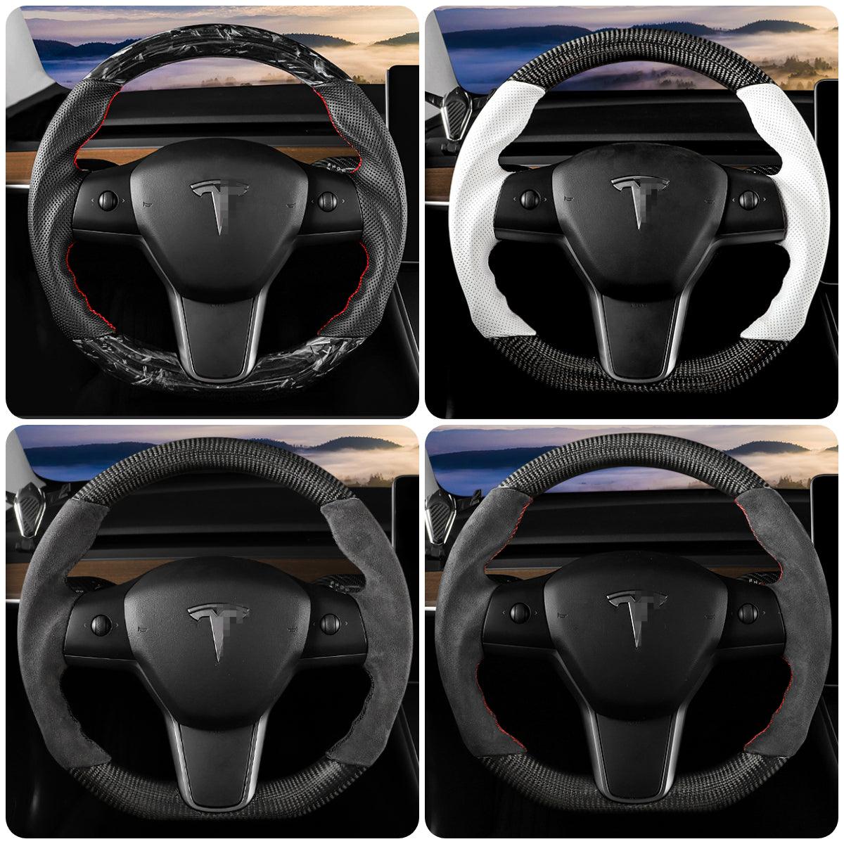 Model 3/ Y Custom Sport Grip Real Carbon Fiber Steering Wheel