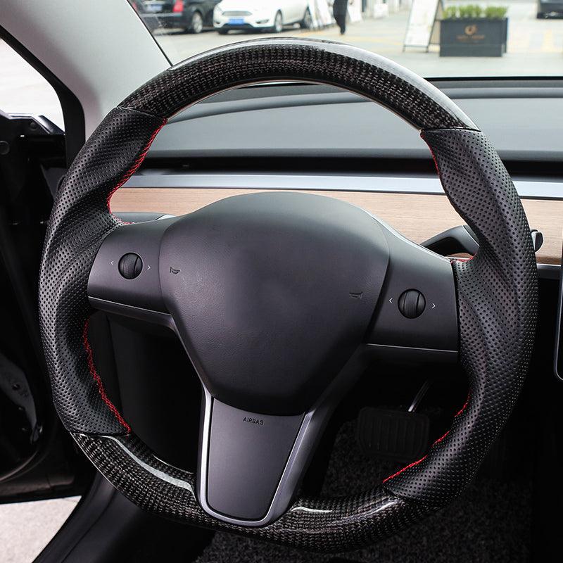 Model 3/ Y Custom Sport Grip Real Carbon Fiber Steering Wheel