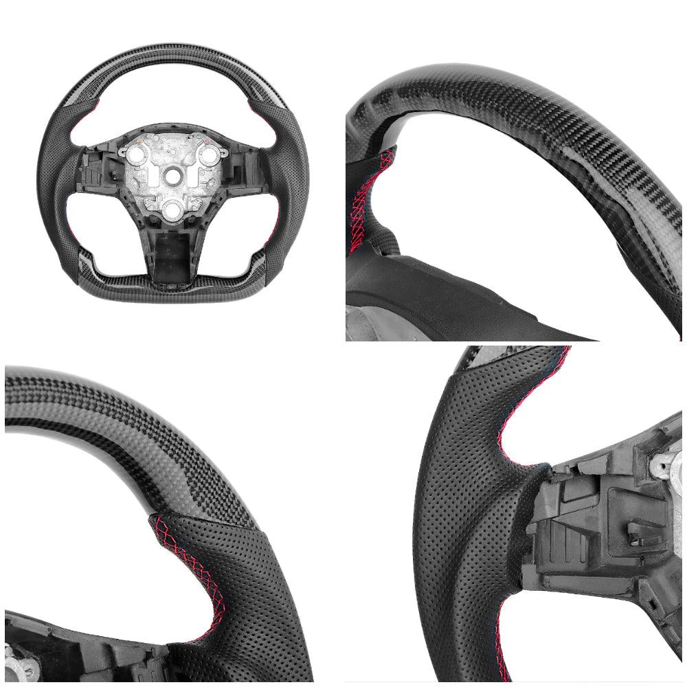 Model 3/ Y Custom Sport Grip Real Carbon Fiber Steering Wheel