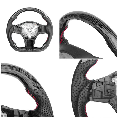 Model 3/ Y Custom Sport Grip Real Carbon Fiber Steering Wheel