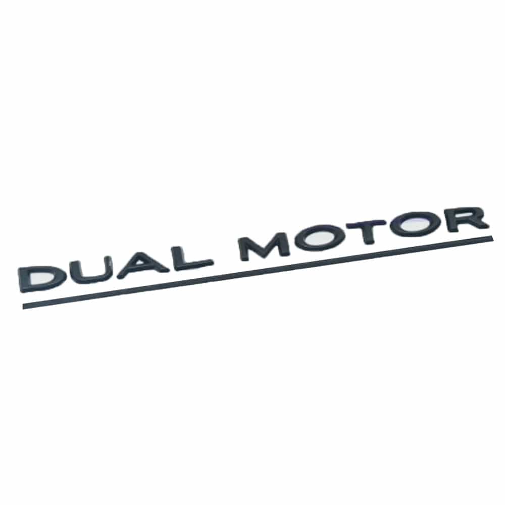 Tesla DUAL MOTOR Matte Black Emblem for Model 3 & Y Rear Trunk Badge