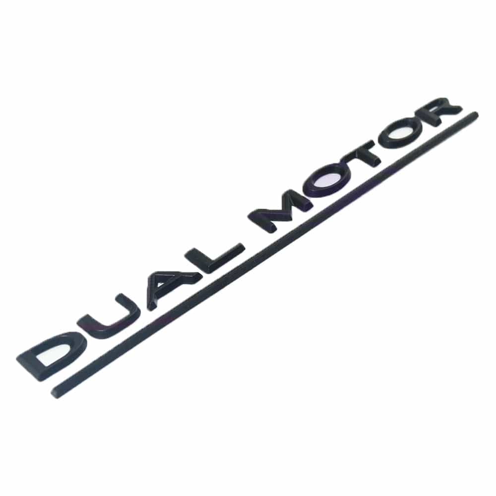 Tesla DUAL MOTOR Matte Black Emblem for Model 3 & Y Rear Trunk Badge