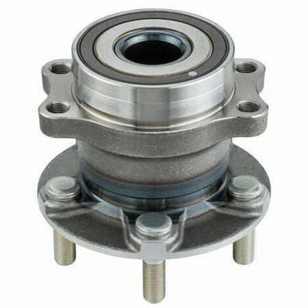 Angled view of rear wheel bearing hub assembly for Subaru Forester with integrated bearing
