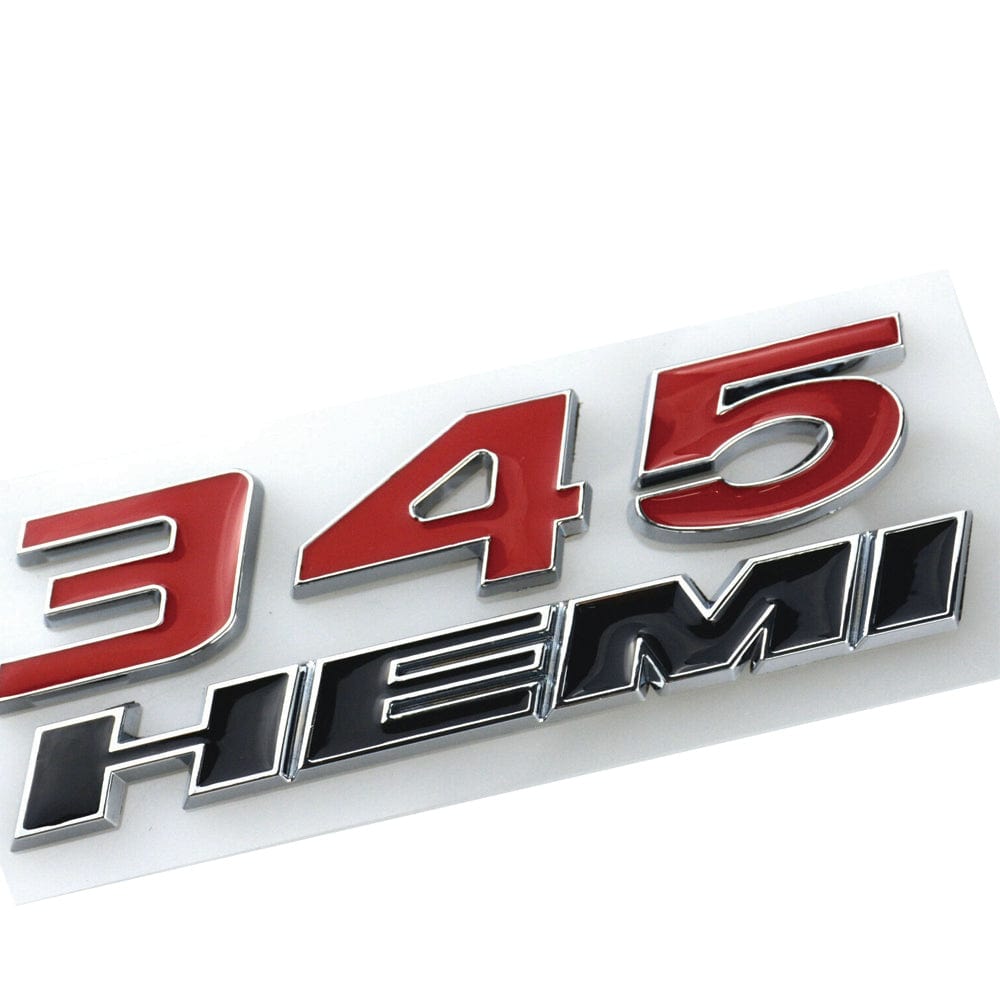 Dodge Challenger Emblem 345 HEMI Letter Badge Black Red