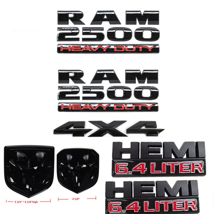Dodge RAM Emblem kit - Grille Tailgate 2500 4X4 6.4 Liter HEMI Emblem