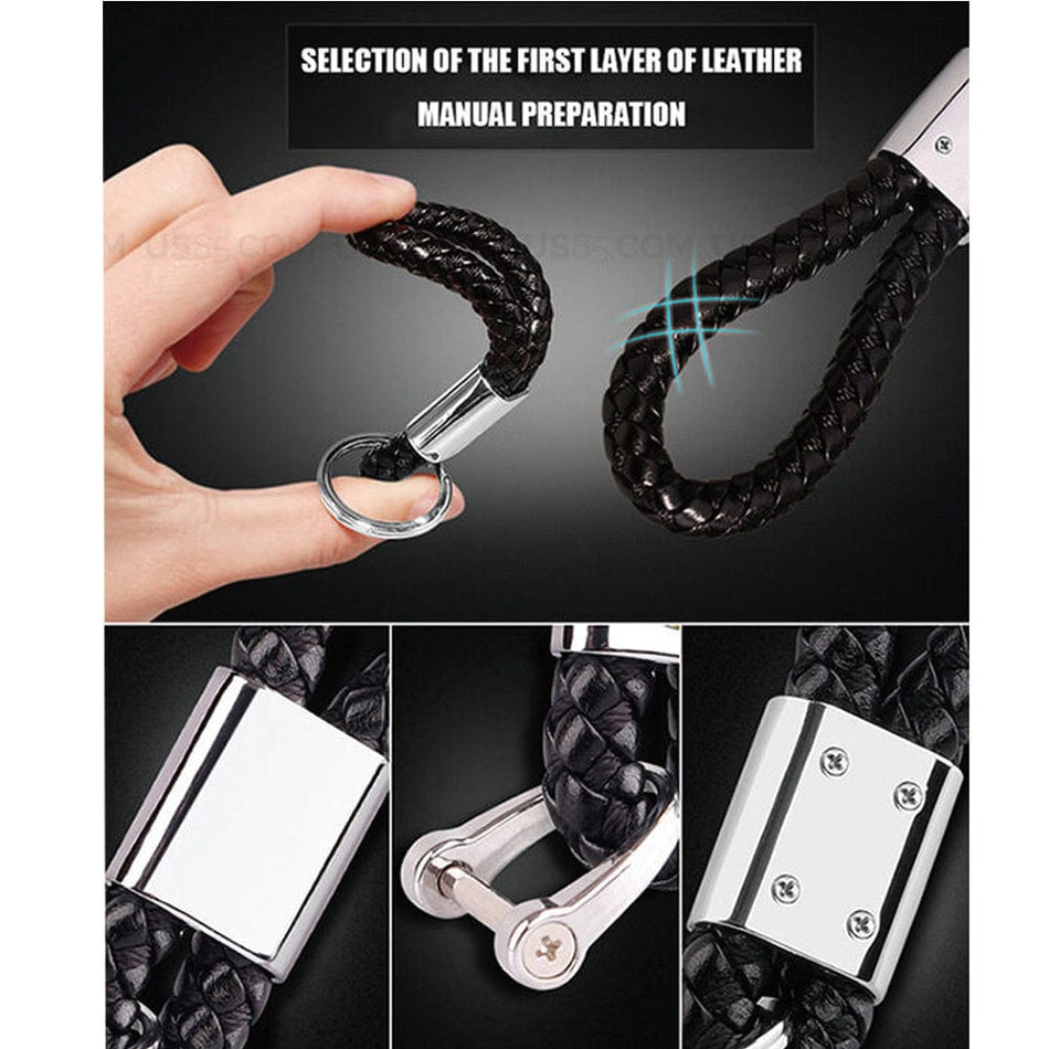 Lexus Logo Keychain Black Calf Leather Alloy Decoration Gift Accessories