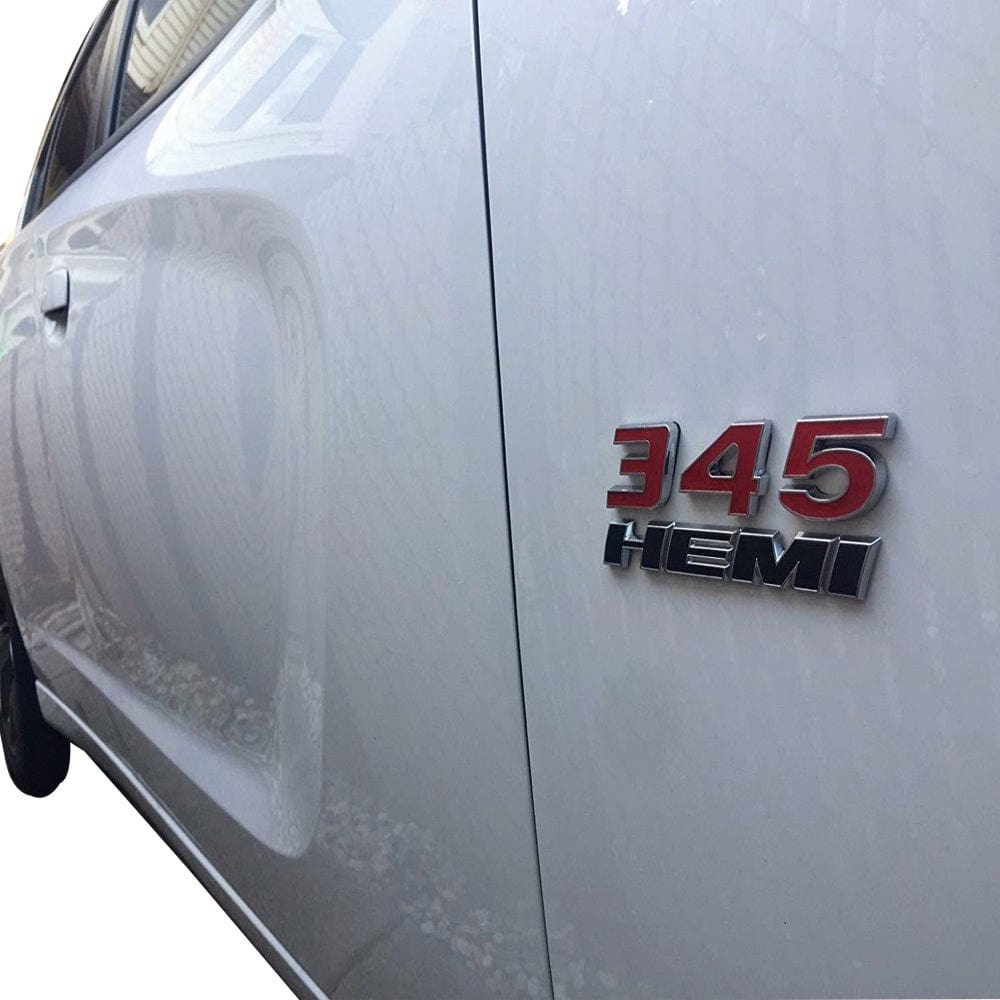 Dodge Challenger Emblem 345 HEMI Letter Badge Black Red