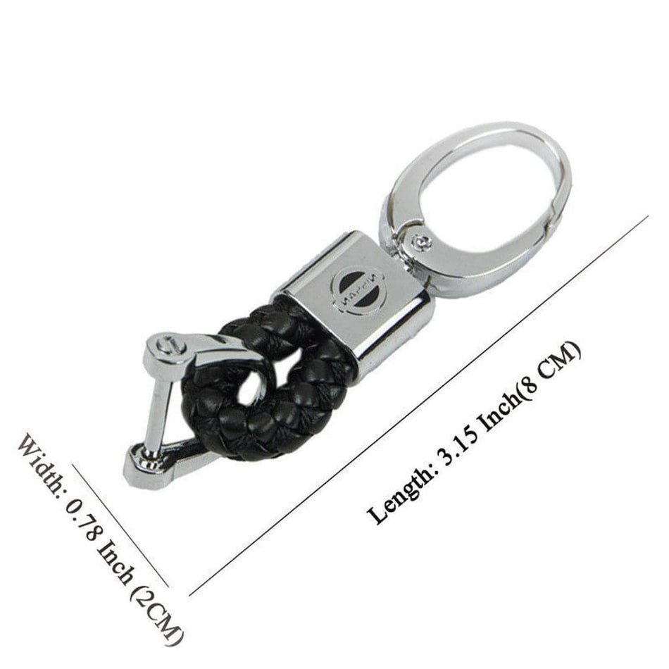 Nissan Logo Keychain Black Calf Leather Alloy Decoration Gift Access