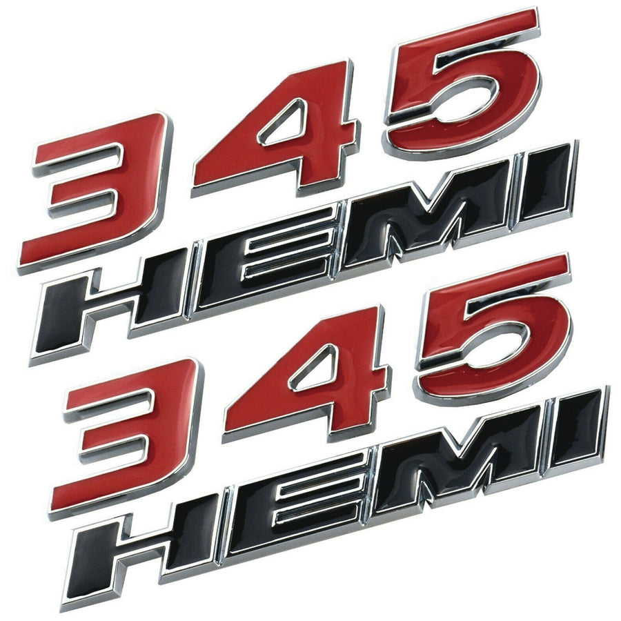 Dodge Challenger Emblem 345 HEMI Letter Badge Black Red