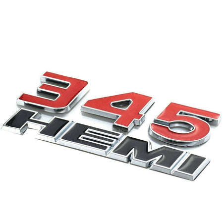 Dodge Challenger Emblem 345 HEMI Letter Badge Black Red