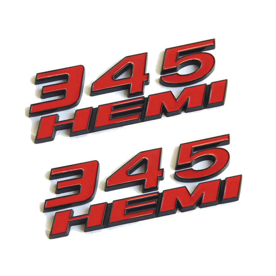 Dodge Challenger Emblem 345 HEMI Letter Badge Red