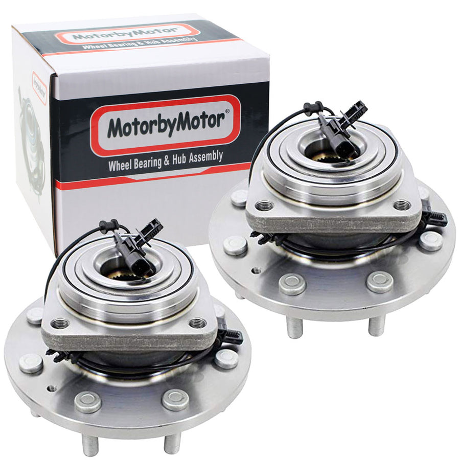 MotorbyMotor 515144 Front Wheel Bearing and Hub Assembly with 8 Lugs Fits for Chevrolet Silverado 3500, GMC Sierra 3500 Low-Runout OE Directly Replacement Hub Bearing (4WD w/ABS)-2 Pack