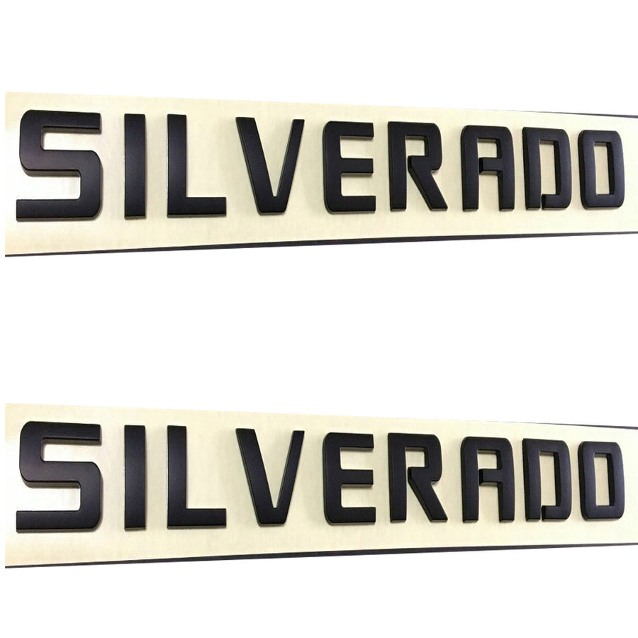 Set of 2 Genuine Gloss Black Silverado Emblem Badge Nameplate 3d Letter