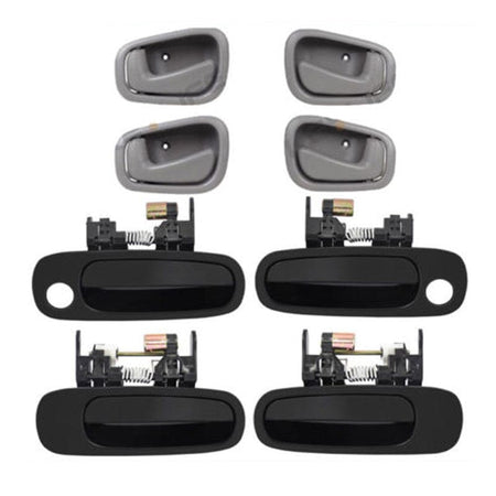 Set of 8 PCS Exterior &Interior Door Handle Black/Gray for 98-02 TOYOTA COROLLA