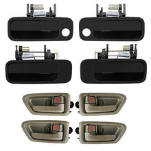 Load image into Gallery viewer, 4 Tan Inside 4 Black Outside Door Handle Set DHTOBK206FLFR207LR for Toyota Camry 1997-2001