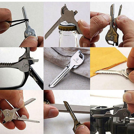 Swiss Tech Utili-Key 6-in-1 EDC Multitool - Stainless Steel Keychain Tool