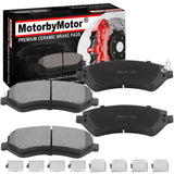 Front Ceramic Brake Pads w/Hardware Kits Fits for Jeep Liberty, Chrysler Town & Country Voyager, Dodge Caravan Grand Caravan Low Dust Brake Pad (Rear Drum Brakes ONLY) -4 Pack