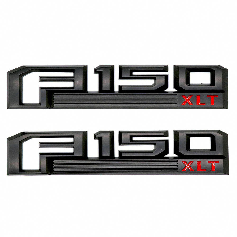 Ford F-150 XLT Fender Emblems Tailgate 2 Piece Kit Red & Black