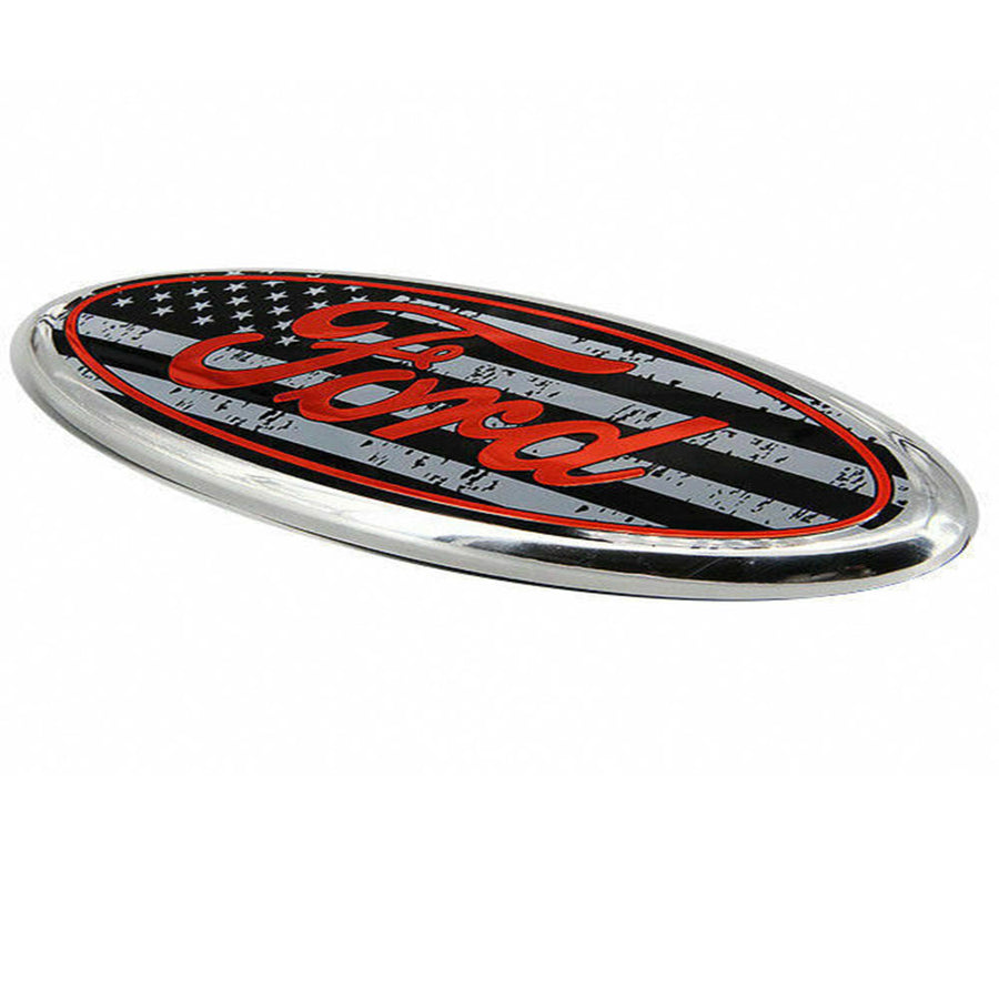Ford Emblem 7" Rear Tailgate Oval American Flag Red