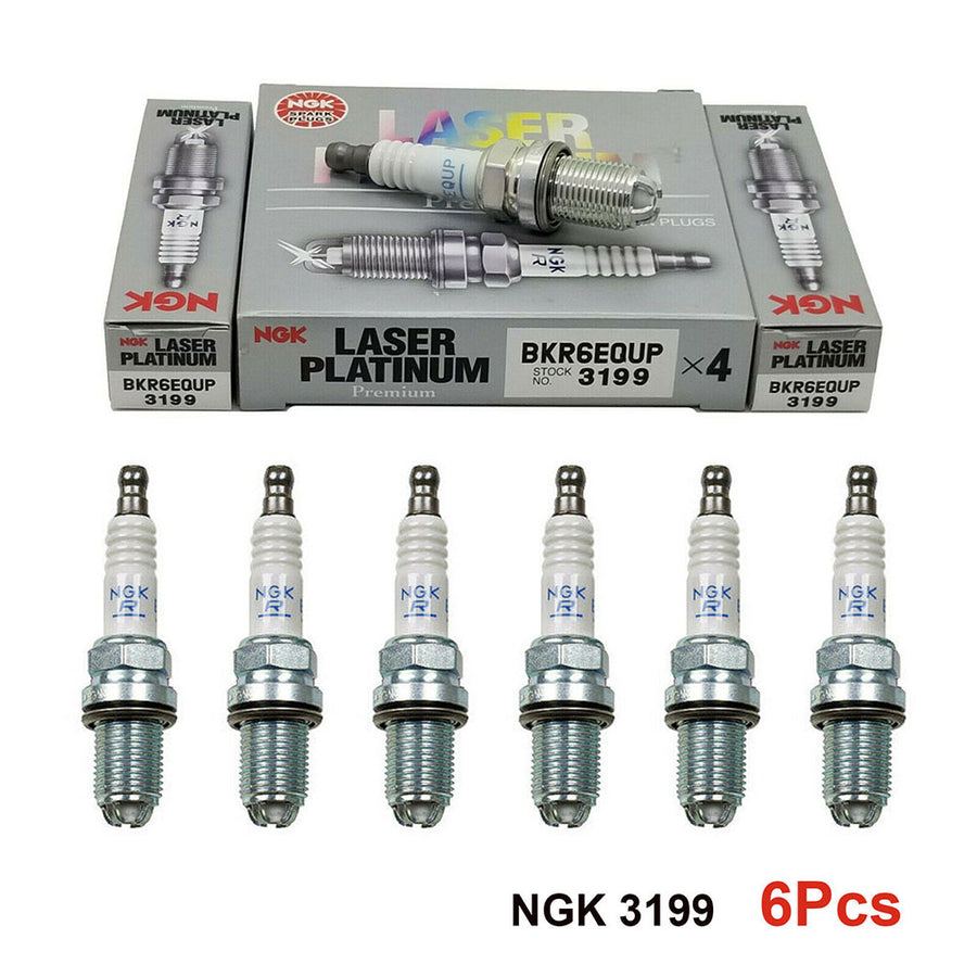 NGK 3199 BKR6EEQU Spark Plugs for BMW 325i 330i 760Li 760i Laser Platinum
