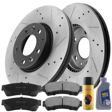 Load image into Gallery viewer, Front Drilled Slotted Disc Brake Rotors &amp; Ceramic Brake Pads &amp; Cleaner &amp; Fluid Fit Ford Fusion, Lincoln MKZ, Mazda 6 (NO MazdaSpeed),  Mercury Milan