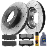 Rear Drilled & Slotted Brake Discs Rotors + Ceramic Brake Pads +Cleaner & Fluid Fit Ford Expedition Lincoln Navigator  AWD 6 Lugs