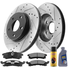 Load image into Gallery viewer, Front Brake Rotors &amp; Pads + Cleaner &amp; Fluid Fit Buick Skylark, Chevy Beretta Cavalier Corsica, Oldsmobile Achieva Cutlass Calais