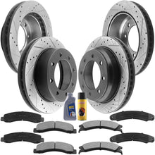 Load image into Gallery viewer, Front &amp; Rear Brake Discs Rotors w/Ceramic Brake Pads w/Cleaner &amp; Fluid Fit Ford Excursion Ford F-250 F-250 Super Duty 8 Lugs-54078 54074