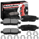 Rear Ceramic Brake Pads w/Hardware Kits Fits for Nissan 350Z 370Z Altima Juke Leaf Maxima Murano Pathfinder Quest Rogue Sentra X-Trail, Suzuki Grand Ceramic Low Dust Brake Pad