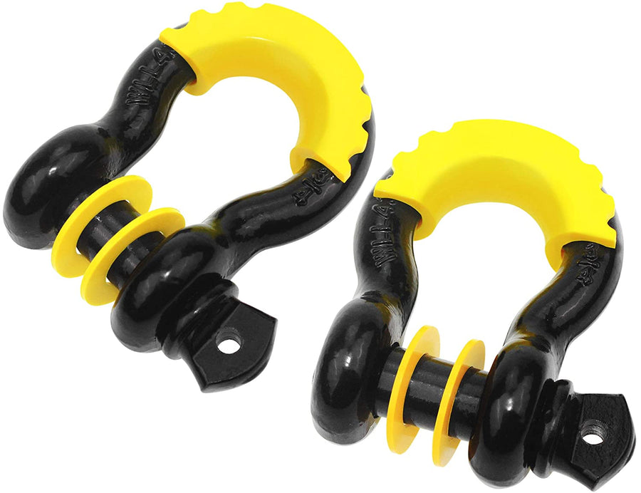 Robbor D Ring Shackles 3/4 inch D Shackles 57,000Ibs BS with 7/8"Screw Pin and Shackle Isolator & Washers Heavy Duty Anchor Clevis Shackles for Tow Strap,Winch,Off Road,Pickup,Vehicle Recovery
