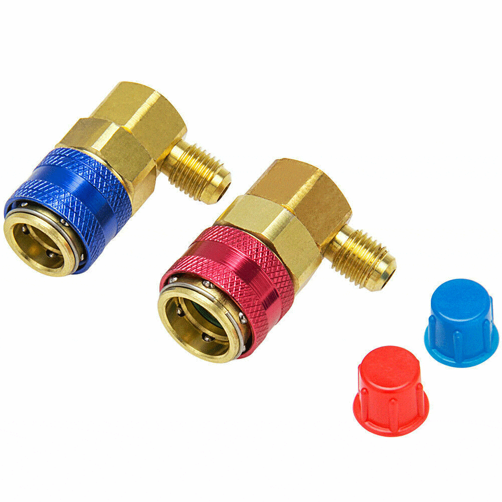 2 Pcs High & Low Side Car A/C R134A Quick Coupler Adapter 1/4'' SAE HVAC Flare Fitting Kit