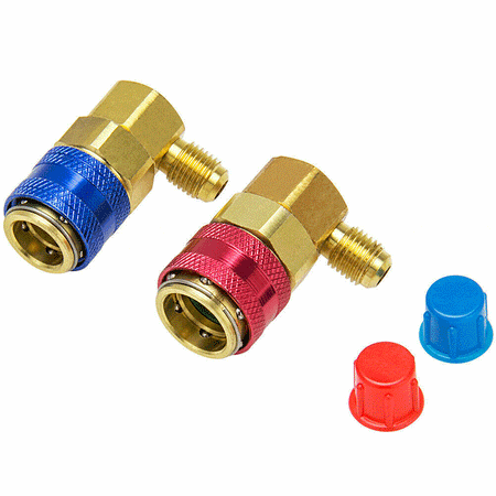 2 Pcs High & Low Side Car A/C R134A Quick Coupler Adapter 1/4'' SAE HVAC Flare Fitting Kit