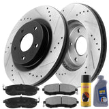 MotorbyMotor Rear Brake Rotors 291.8mm Drilled & Slotted Design Brake Rotor & Brake Pad kit Including CLEANER DOT4 FLUID Fits for Nissan Leaf Rogue 350Z, Infiniti G35