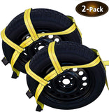 Robbor Tow Dolly Basket Straps with Flat Hook Over-The-Wheel Tie Down Bonnet Wheel Net for Small to Medium Size Tires 14-17