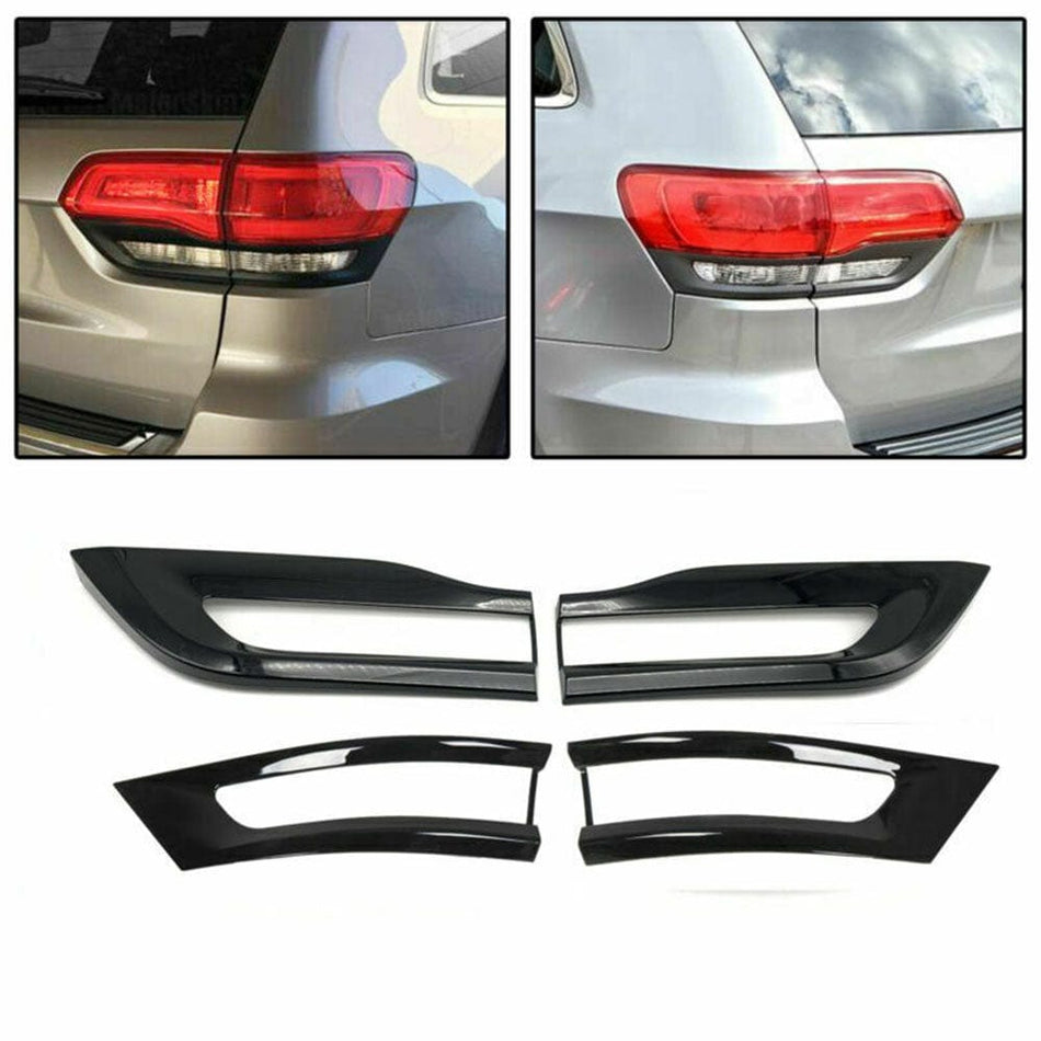 For 2014-2020 Jeep Grand Cherokee Gloss Black Tail Light Trim Bezel Kit