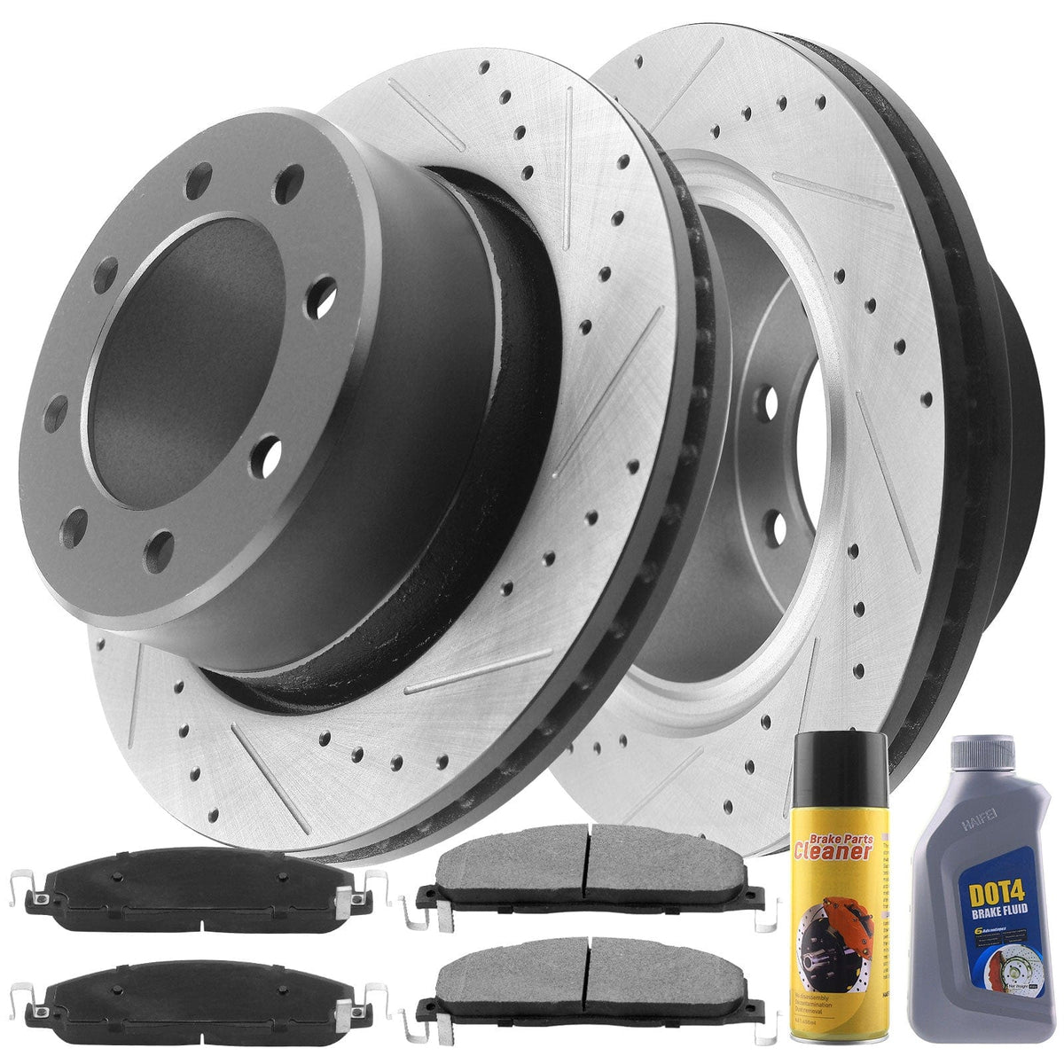 Rear. Brake Rotors Ceramic Pads 2001 2002 - 2007 Sierra Silverado 1500 HD Drill