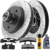 Front Disc Brake Rotors w/Ceramic Brake Pads + Cleaner & Fluid for Chevy/GMC C1500 (2WD Only), Express 1500/ Savana 1500, Tahoe-5 Lugs
