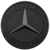 Mercedes Benz Emblems Flat Laurel Wreath Front Hood Badge Matte Black