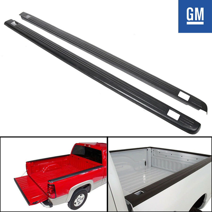 GM Black Bed Rail Caps for 1999-2006 Chevy Silverado / GMC Sierra 6'6" Bed 7201151