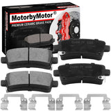 Rear Ceramic Brake Pads w/Hardware Kits Fits for Buick Allure Lacrosse Regal, Cadillac XTS, Chevrolet Impala Malibu Limited, SAAB 9-5 Low Dust Brake Pad-4 Pack