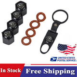 Wheel Tire Valve Dust Stems Air Caps + Acura Logo Keychain Emble